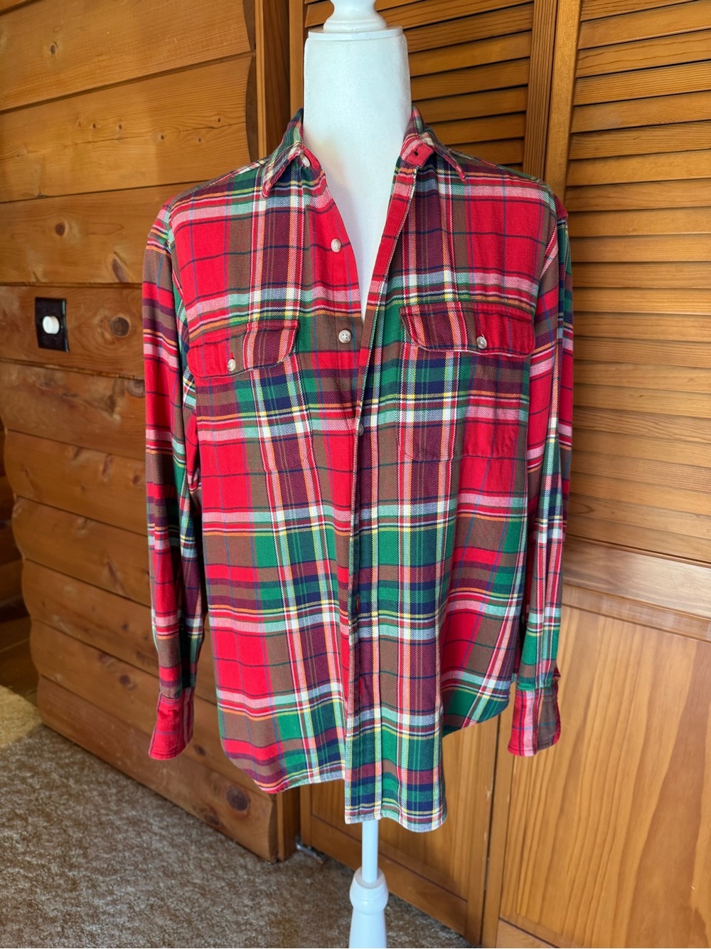 Ralph Lauren Red Green Plaid Flannel Button Down Shirt